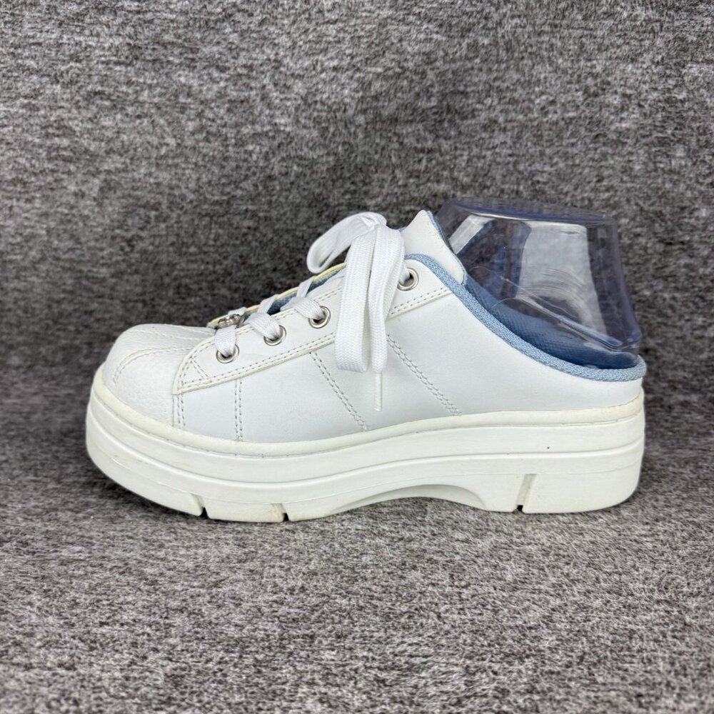 ✅Mule Platform Sneaker Womens Size 7 White Leather Lace Up Slip On Comfort Shoes - Picture 11 of 11
